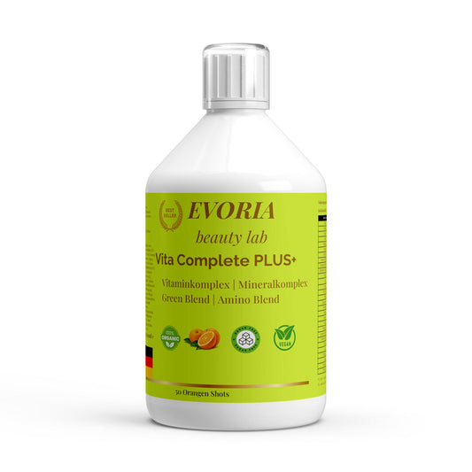 Evoria multivitamines - shot liquide Goût orange - 50 doses - Enrichie en Acides Aminés & superaliments - evoria beauty lab