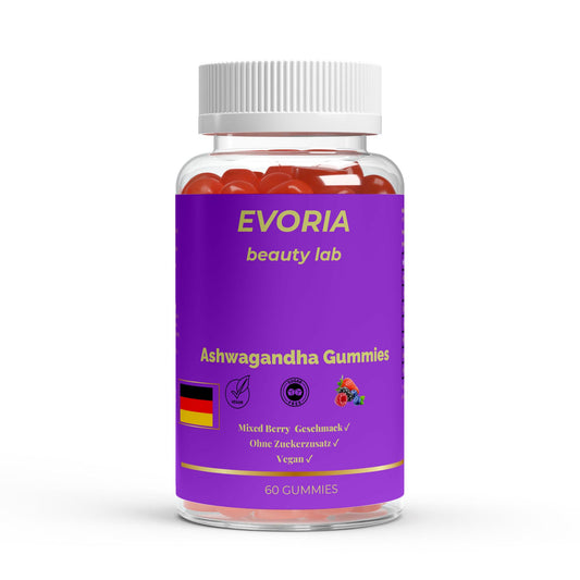 Premium Ashwagandha Gummies - Vegan,Sugar - Free,with B6 & Herbal Extracts - evoria beauty lab